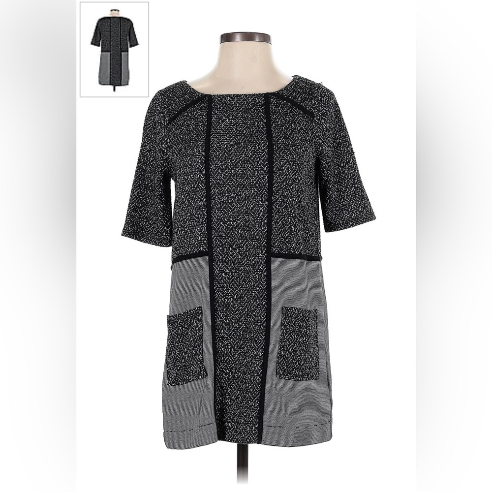 Meadow Rue Tweed Knit Shift Tunic Dress - Women’s XS - Black, White, Gray